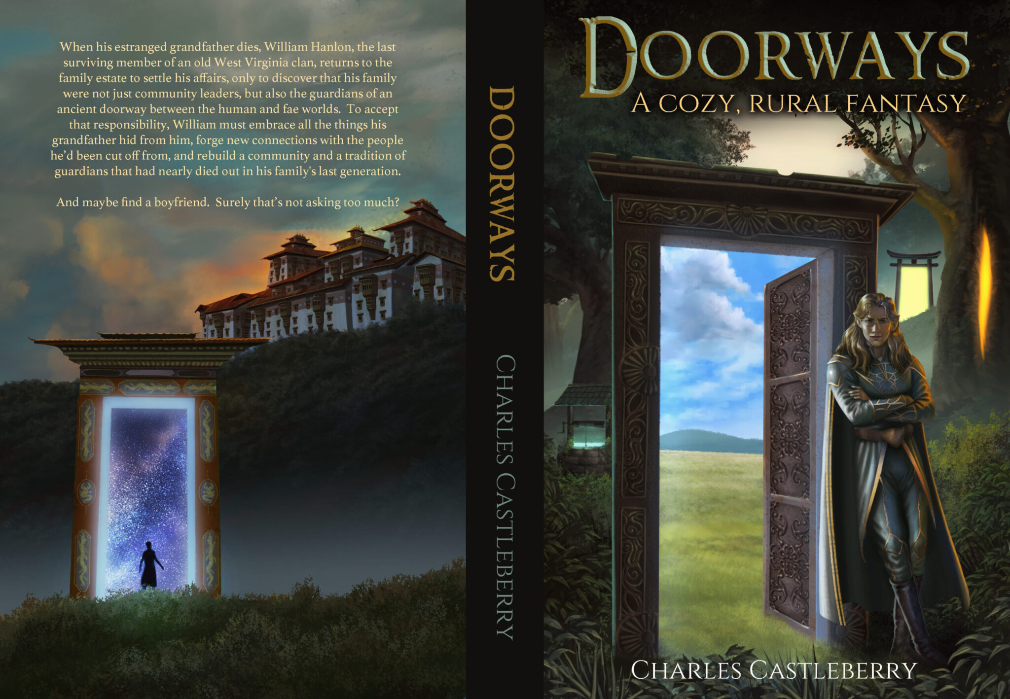The full, wrap-around cover of the Doorways book.